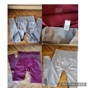 2 Seamless leggings  gray and burgundy